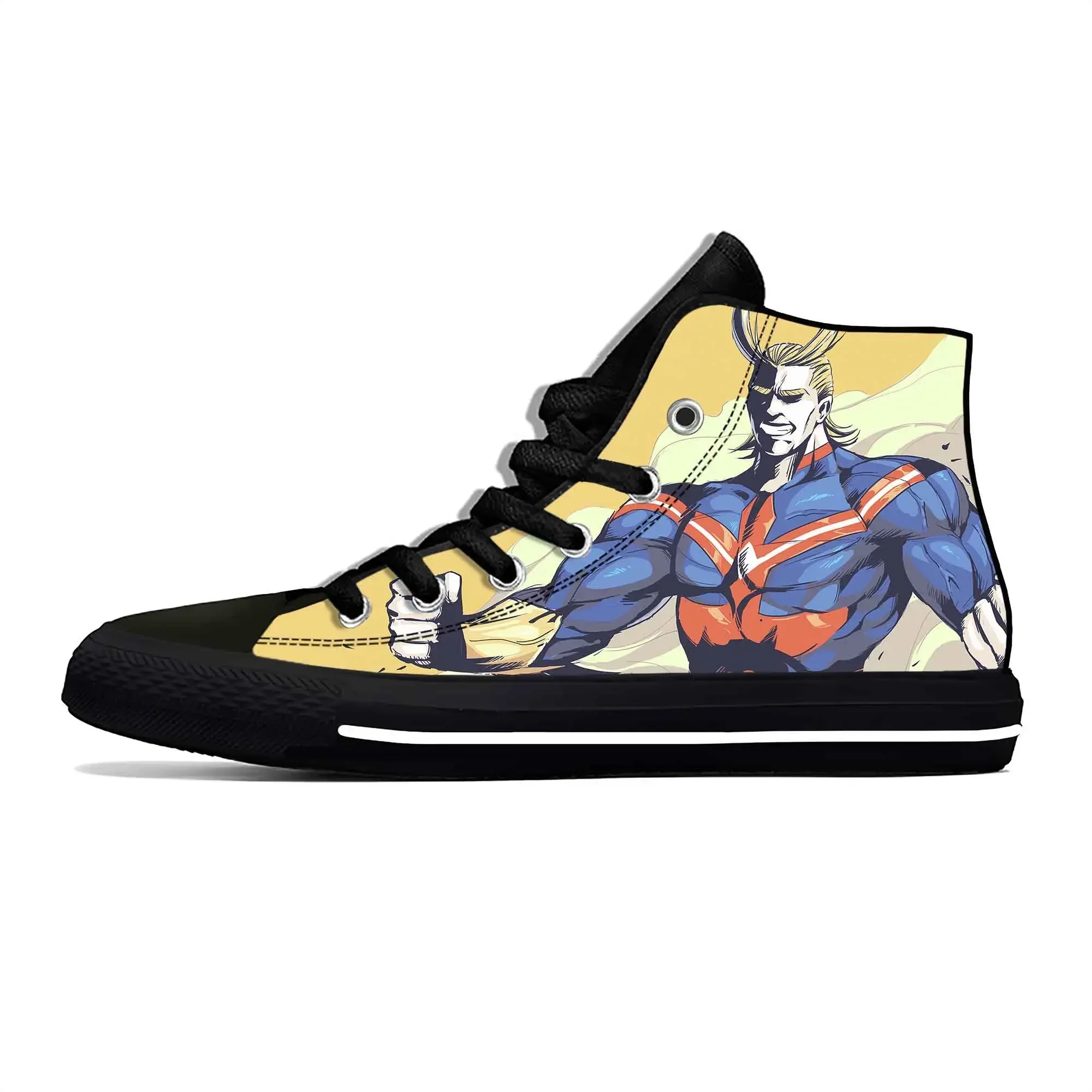 Фото Японские повседневные кроссовки My Hero Academia All Might в стиле аниме и манги, высокие, удобные, дышащие, с 3D-принтом, для мужчин и женщин №1