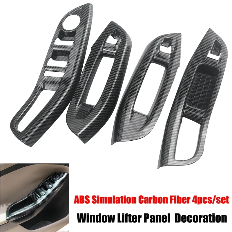 

For Ford Focus 3 MK3 MK4 2009-2017 Car Door Interior Armrest Window Panel Carbon Fiber Decorative Sticker 4Pcs