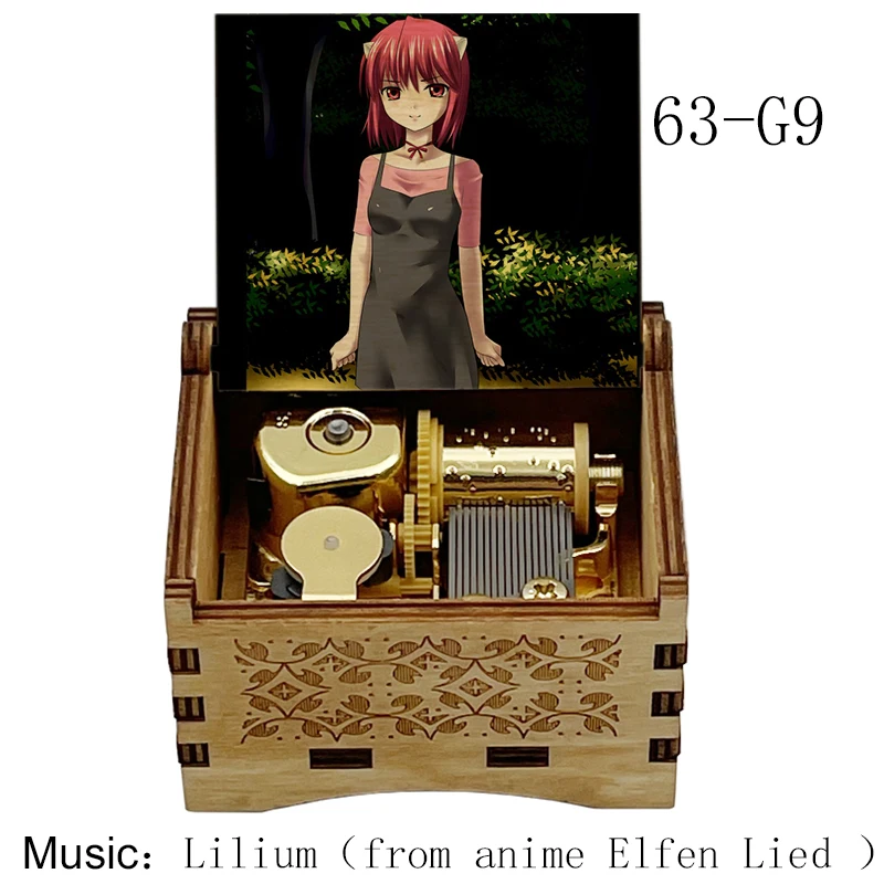 Музыкальная шкатулка с изображением героев аниме Elfen Lied Золотая механическая