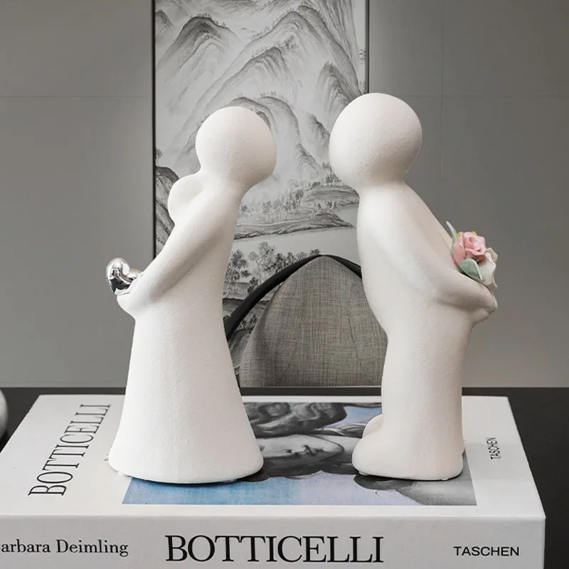 

Vilead Little Couple Ceramic Sculpture Love Sign Figurines Home Modern Pop Art Bookshelf Desktop Decoration Accessories Set of 2