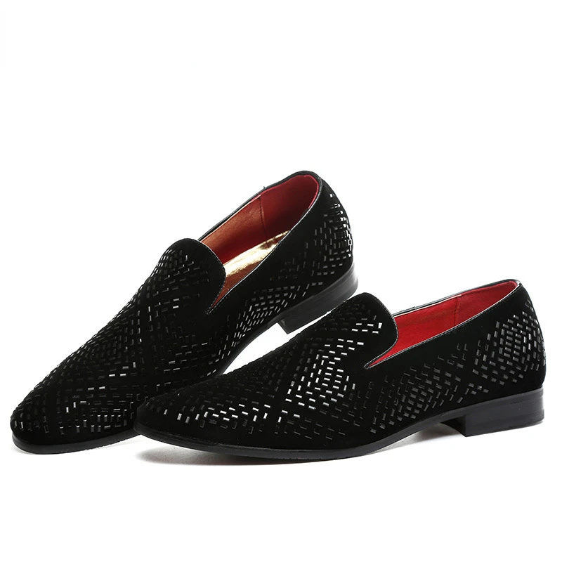 

Men Fashion Loafer Shoes Party Dress Casual Rhinestone Pointed Toe Flat Breathable Party Dress Shoes Zapatos Hombre Black Shoes