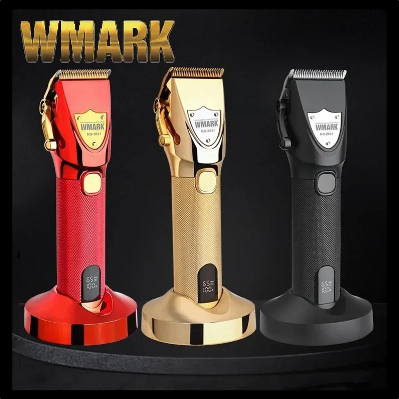 

WMARK NEW NG-2031 All-Metal Hair Clipper with Charge Base LCD Display 2500mAh 6500 RPM 9CR18 Blade Magnet Limit Comb