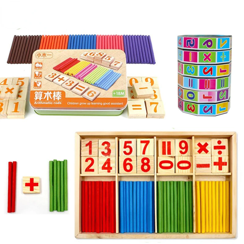 

Sale Baby Toy Wooden/Plastic Blocks Montessori Educational Toys Mathematical Intelligence Stick Building Blocks gift GYH