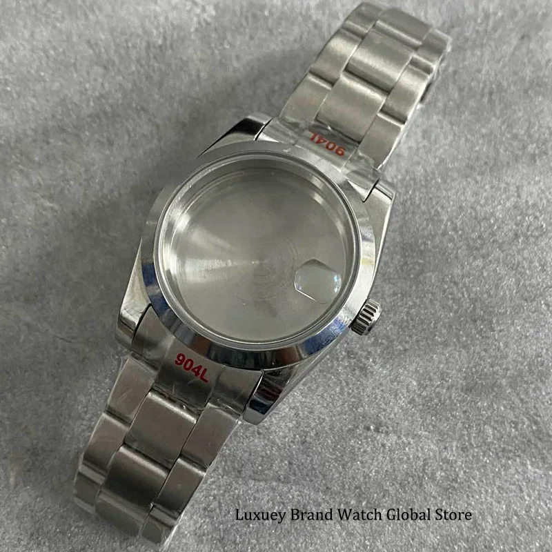 PORSTIER New 36mm Sapphire Glass Waterproof Silver Watch Case Stainless Steel Polished Case Fit Janpan NH35/NH36/4R Movement