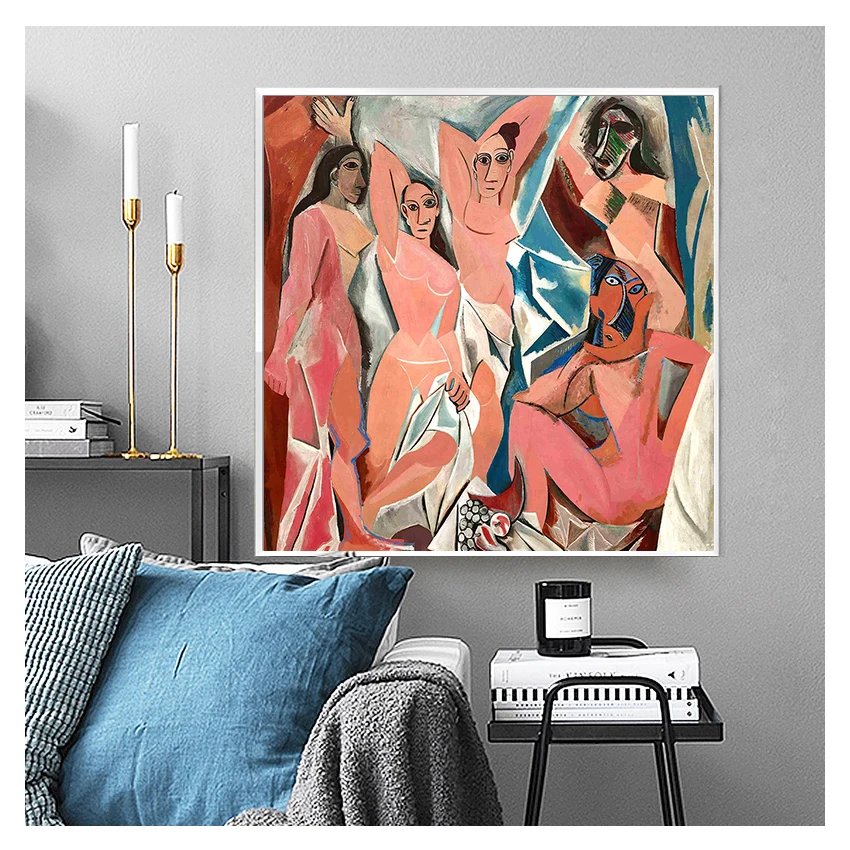

Famous Les Demoiselles d'Avignon by Picasso Canvas Painting Artwork Reproductions Posters Wall Art Picture for Living Room Decor
