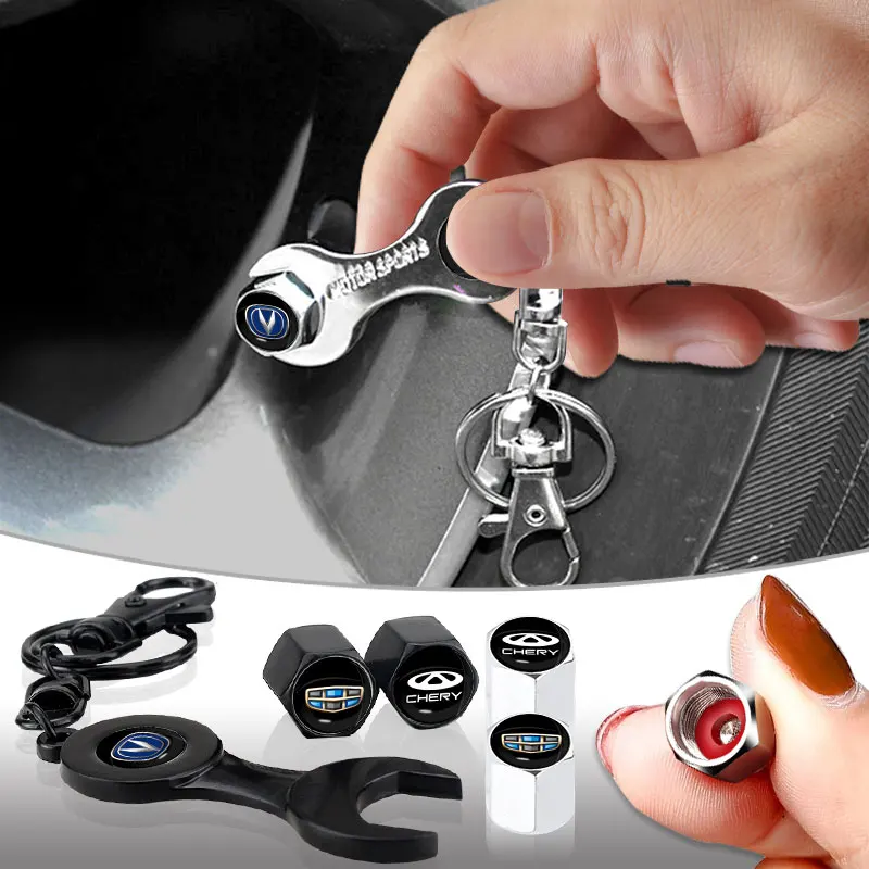 

Car Tires Dustproof Valve Caps with Wrench Keychain for Honda Fit Civci Cr-v Accord City Crz Odyssey Insight Jade Accessories