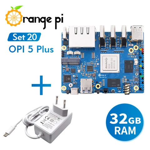Блок питания Orange Pi 5 Plus, 32 ГБ + 5 В, 4 а, Тип C, DDR4 Rockchip RK3588, мини-ПК, слот M2, NVME, PCIE, Orange Pi5 Plus, SBC, одна плата