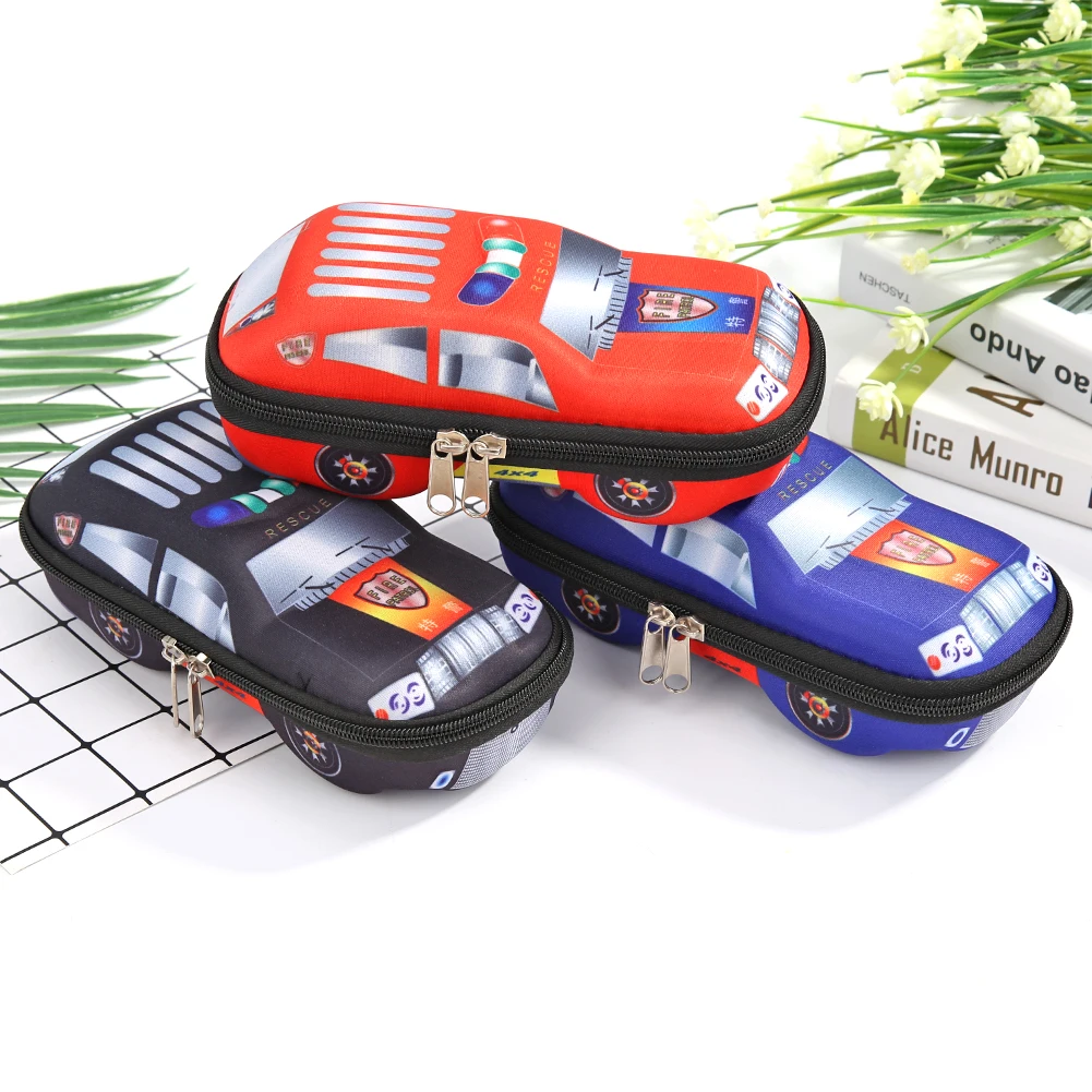 

Durable Pencil Box Hit Color Silk Leather Car Shaped EVA Pencil Bags Large Capacity Case School Supply Student Stationery