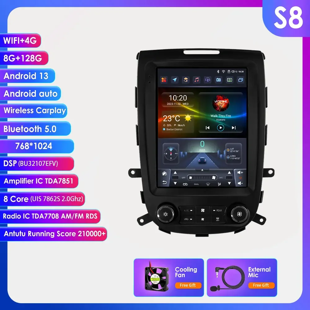 

Мультимедийный плеер для Hyundai Santa Fe 2 9,7-2006, стерео-система на Android 13, с экраном 2012 дюйма, GPS Навигатором, 4G, типоразмер 2DIN