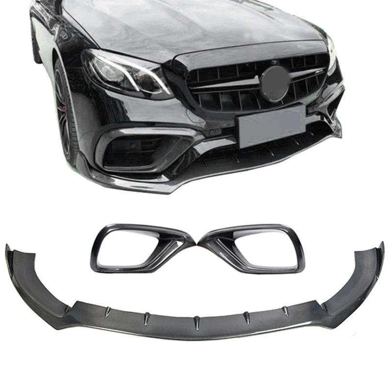 

For 2014-2020 Mercedes Benz E-Class modification E63 encloses the spoiler under the front bumper of the W213 real carbon fiber