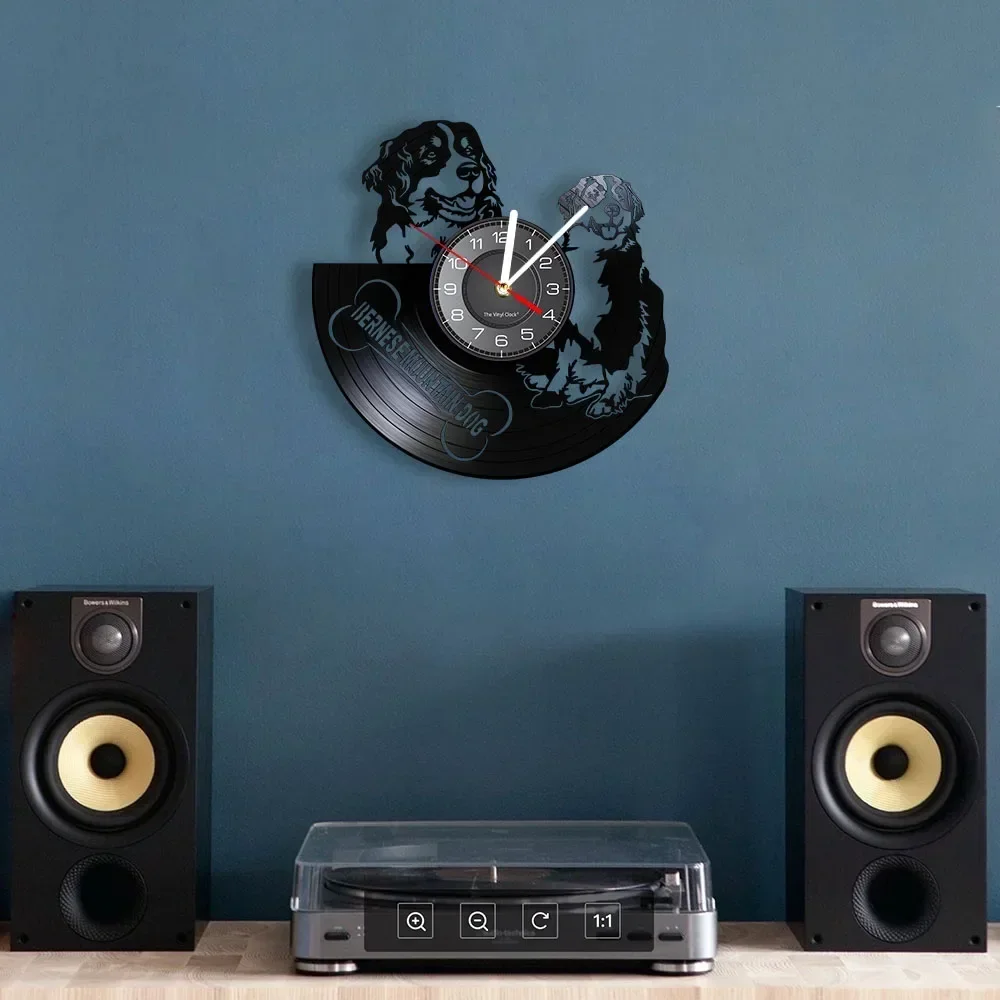 Настенные часы Бернская горная собака виниловая пластина настенное искусство