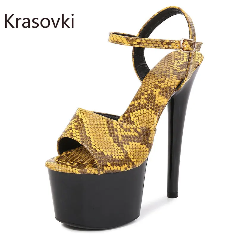 

Krasovki 16cm 20cm PU Synthetic Big Size Peep Toe Women Sexy Style Sandals Boots Dancing Summer Strange Catwalk Fashion Shoes