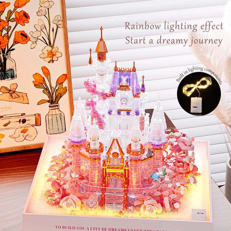 Мечтательный хрустальный цветочный замок сборные строительные блоки игрушки