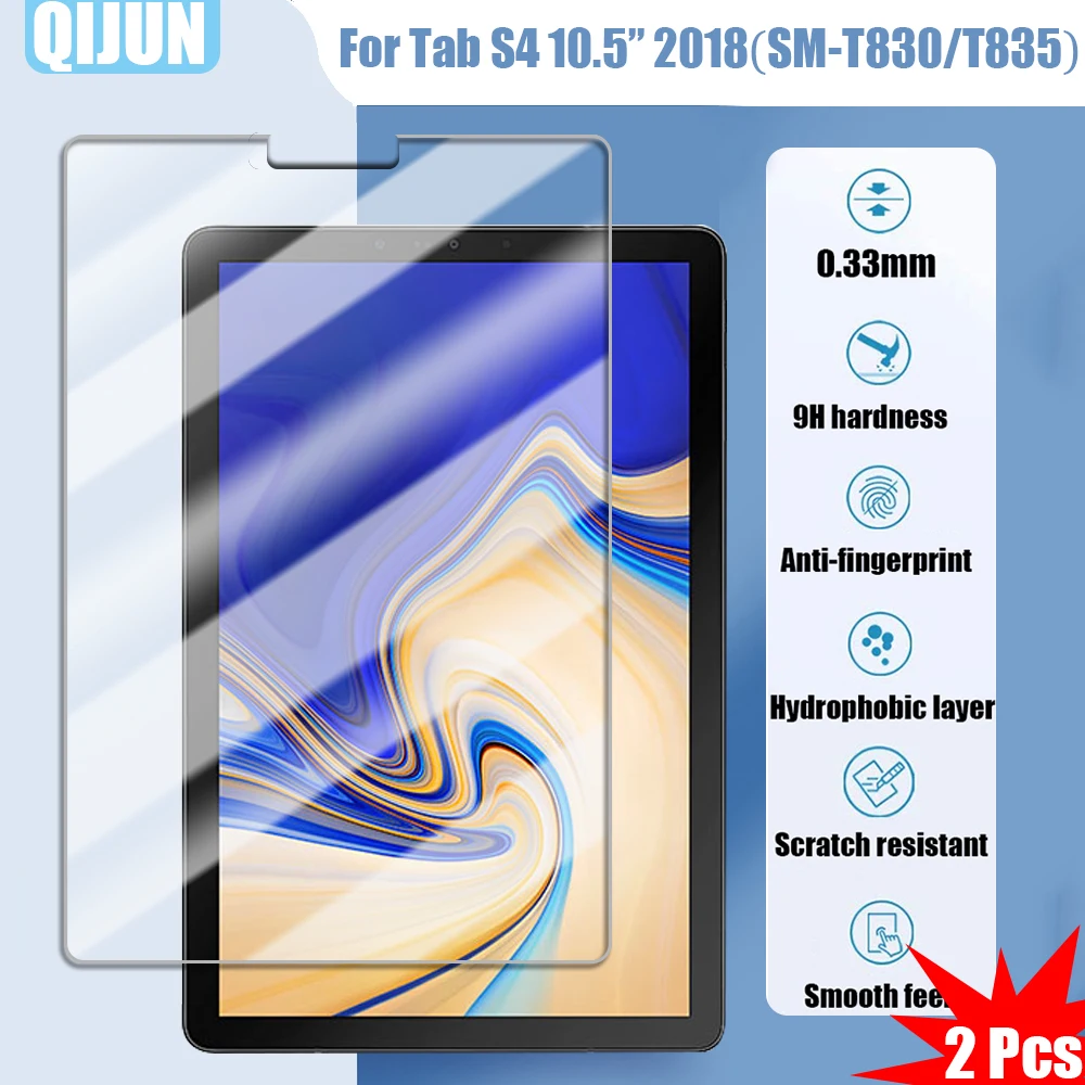 

Tablet glass for Samsung Galaxy Tab S4 10.5 2018 Tempered film Explosion proof and scratch resistant waterpro 2 Pcs SM-T830 T835