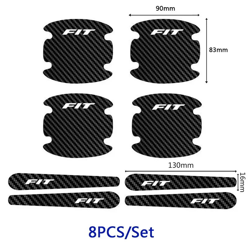 

Углеродное волокно, чаша для двери автомобиля, наклейки на ручку, защитная пленка от царапин, наклейка, значок для Honda FIT, логотип, внешнее украшение автомобиля
