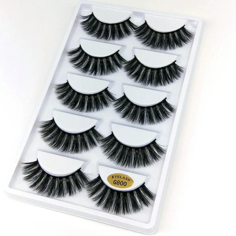 

3D Mink Hair False Eyelashes 5 Pairs of Economical Three-Dimensional Multi-Layer Waterproof Eyelashes G800-G817