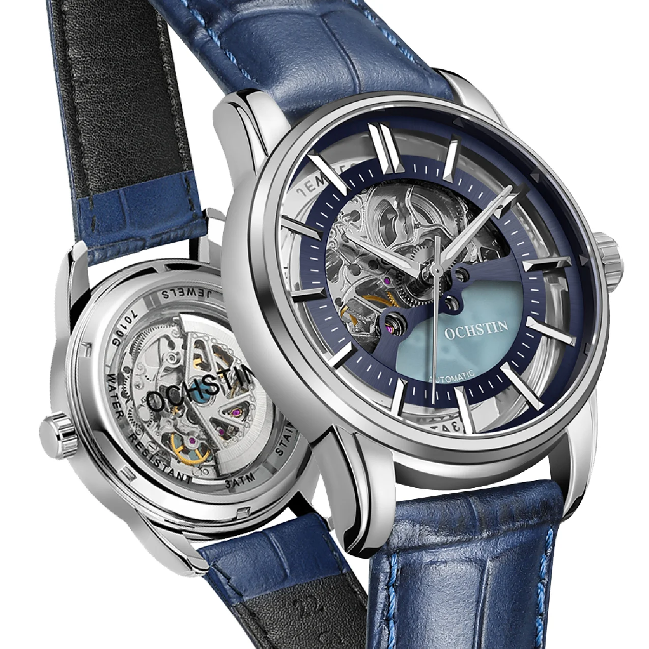 

OCHSTIN Men's Watch Mechanical Luxury Automatic Wristwatch For Man Skeleton Transparent Stainless Steel /Leather Waterproof Male