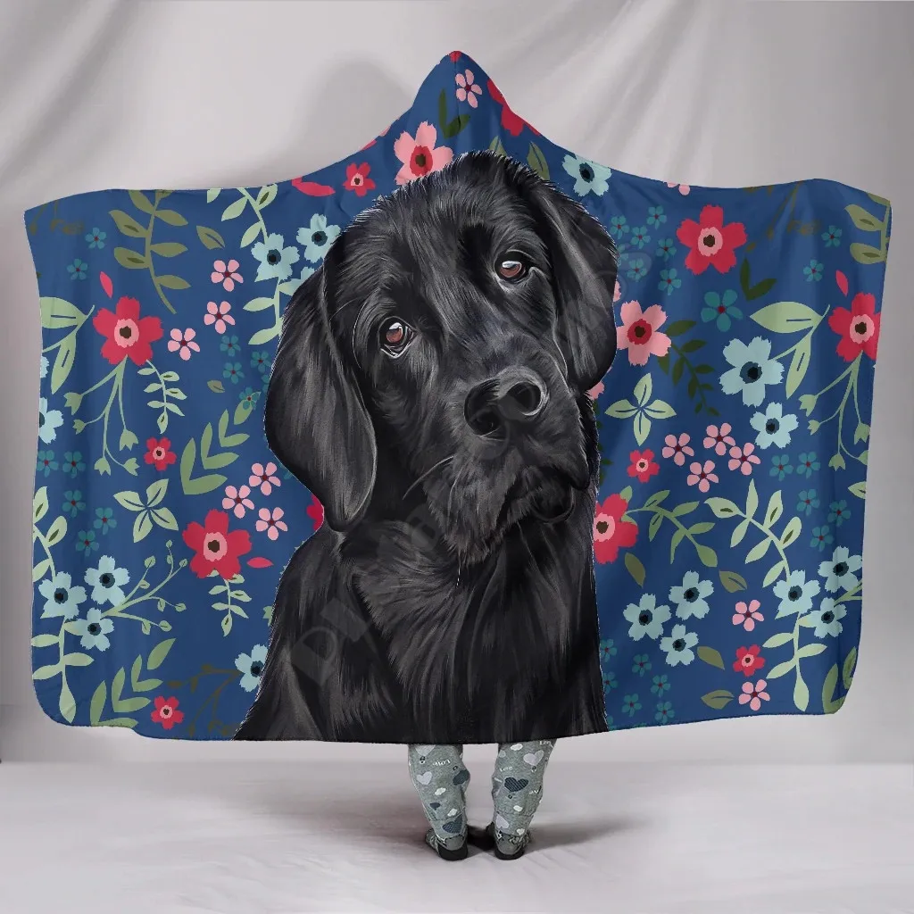 

Black Lab Sweetheart Hooded Blanket 3D Printed Hooded Blanket Adult child Sherpa Fleece Wearable Blanket Microfiber Bedding