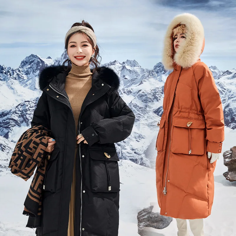 2022 New Korean Version Knee Length Loose Cotton Padded Jacket for Women Winter Jacket Women