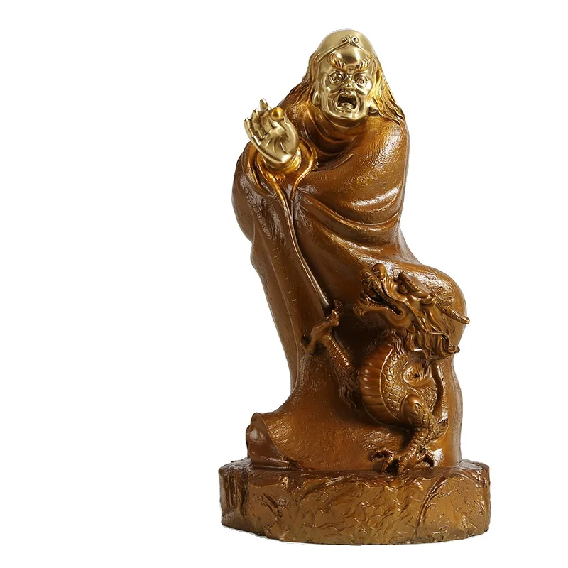 

MOZART Full Bronze Dragon And Tiger Buddha Ornaments Home Decorations Set Of Colour Cut Gold Crafts XiangLong Chinese