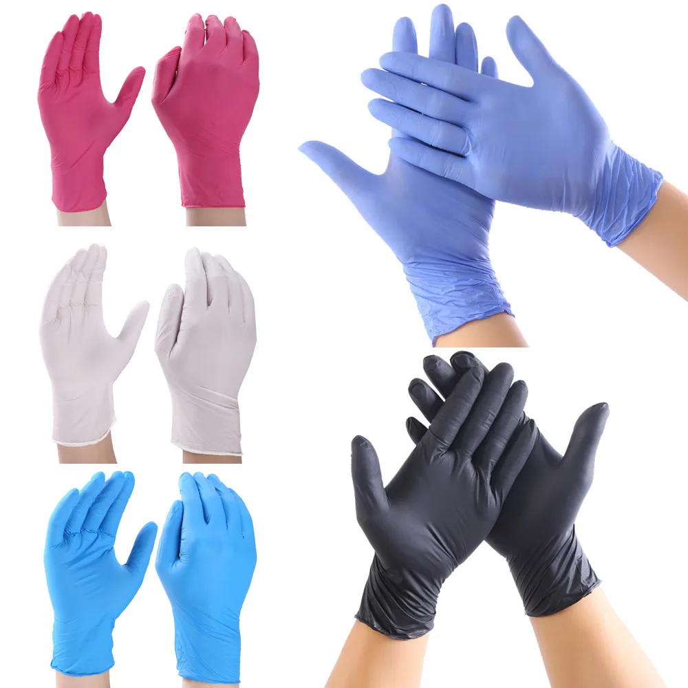 Black Powder Free Rubber Gloves Food Service Cleaning Househ