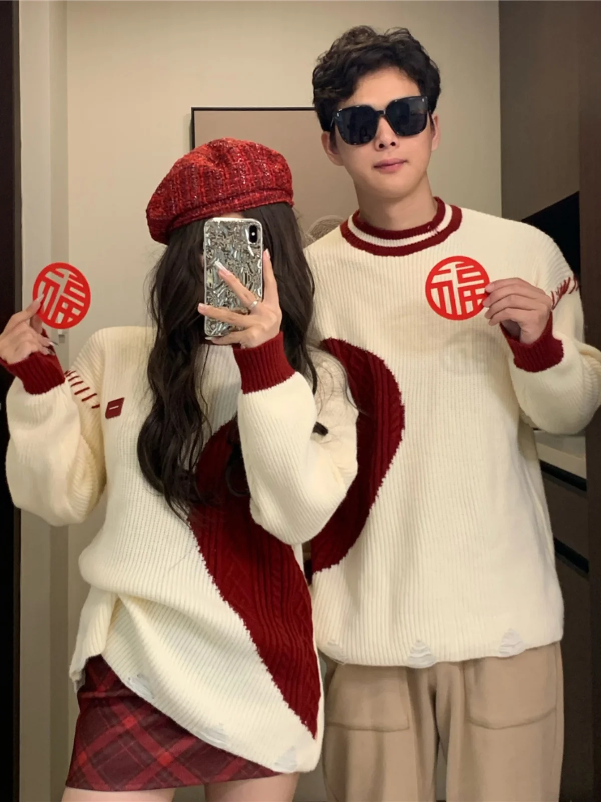 Свитер Red Love для пары новинка 2024 популярный супер пуловер INS вязаная верхняя