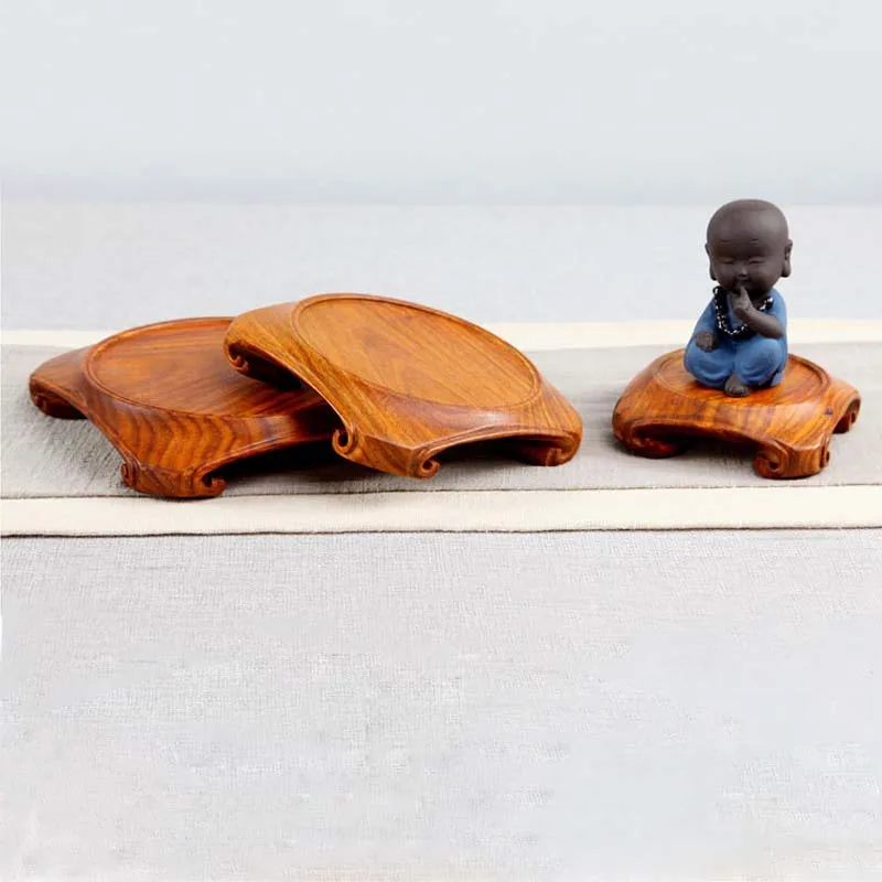 

Retro Tea Tray Tea Table Delicate Teapot Base Vase Stone Censer Decoration Solid Wood Bonsai Pedestal Wooden Base Serving Tray