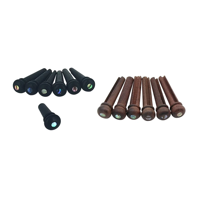 

6 Pcs Ebony Guitar Bridge Pins,Ebony End Pin,Endpin & 6Pcs Wood Guitar Pins Rosewood Strings Pegs Slotted Endpin