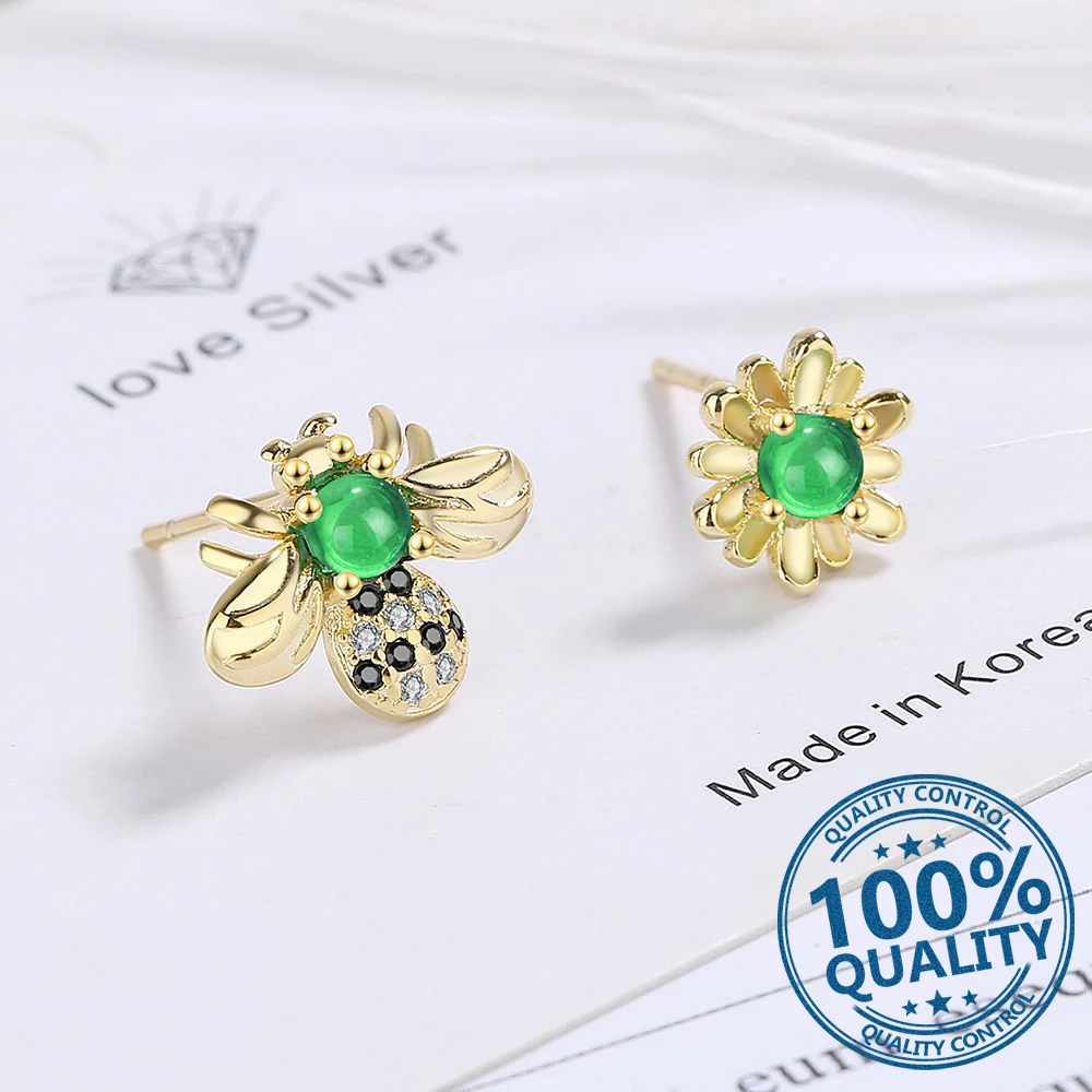 

Женские серьги в виде животных, золотистые Асимметричные украшения для пирсинга, 925