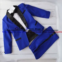 royal blue boys suit 2 piece shawl collar blazer pants kids wedding tuxedo formal jacket set costume enfant gar%c3%a7on mariage