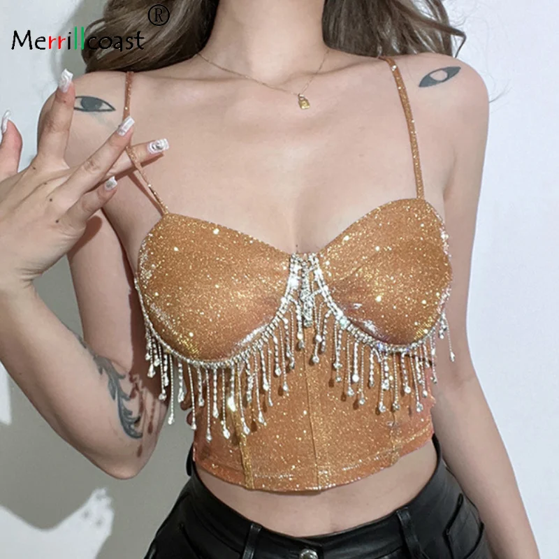 

Tops Women Tassel Summer Body Tanks Camis Blusas Mujer Tank Top Black Vest Bustier Sexy 90S Aesthetic Crop Tee Shirt Knit Ladies