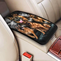 german shepherd dog car armrest cover mat gsd lover animal universal leather center console cover pad car accessories