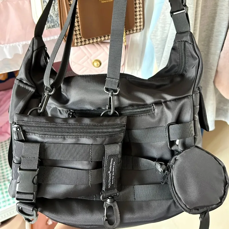 Модные сумки через плечо женские уличные тактические Techwear Y2k сумки-тоут большой