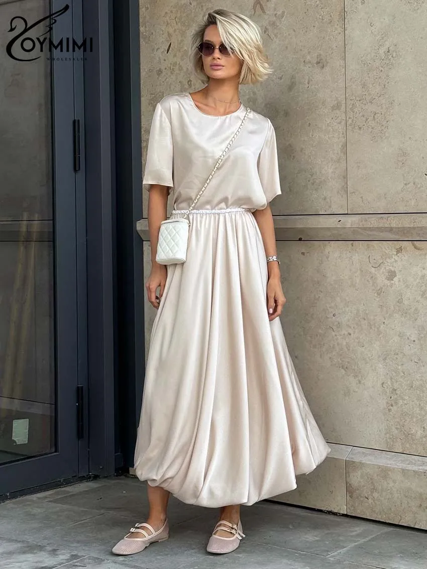 Женский Повседневный костюм Oymimi из 2 предметов элегантный топ с круглым вырезом и