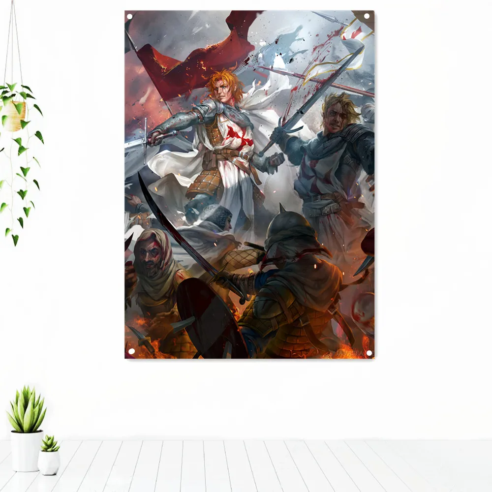 

Knights Templar Posters Wall Art Knights Templar Armor Retro PostersCanvas Painting Home Decor Ornaments Mural Wall Sticker C3