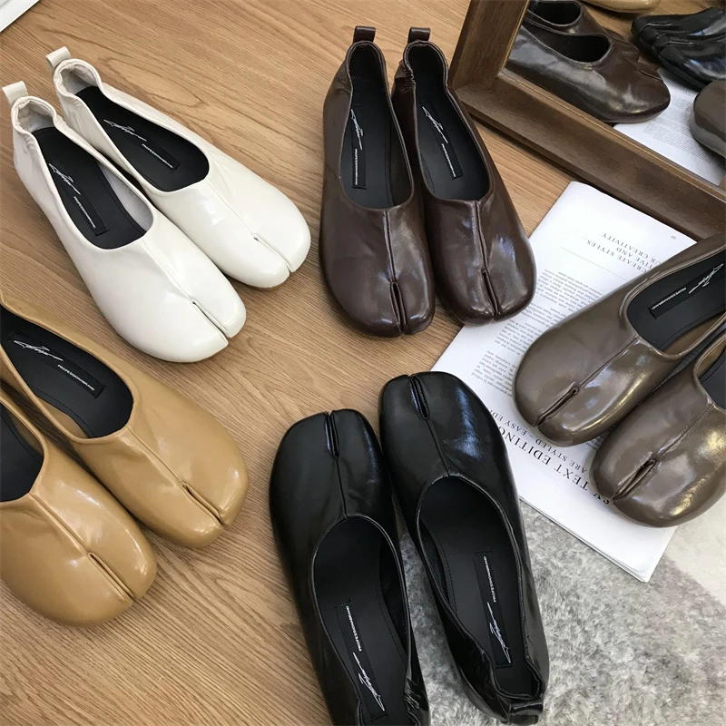 

Bailamos Split Toe Flats Moccasins Round Toe Shallow Single Shoes Lazy Slip On Mules Slides Tabi Ninja Casual Loafers Zapatos Mu