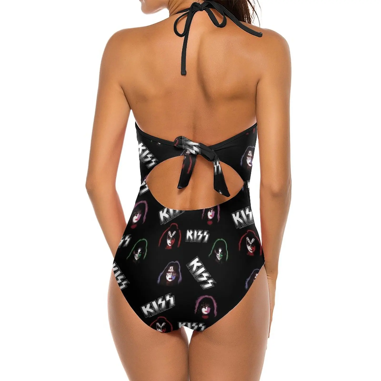 Купальник с принтом и чашками пуш-ап на шнуровке |