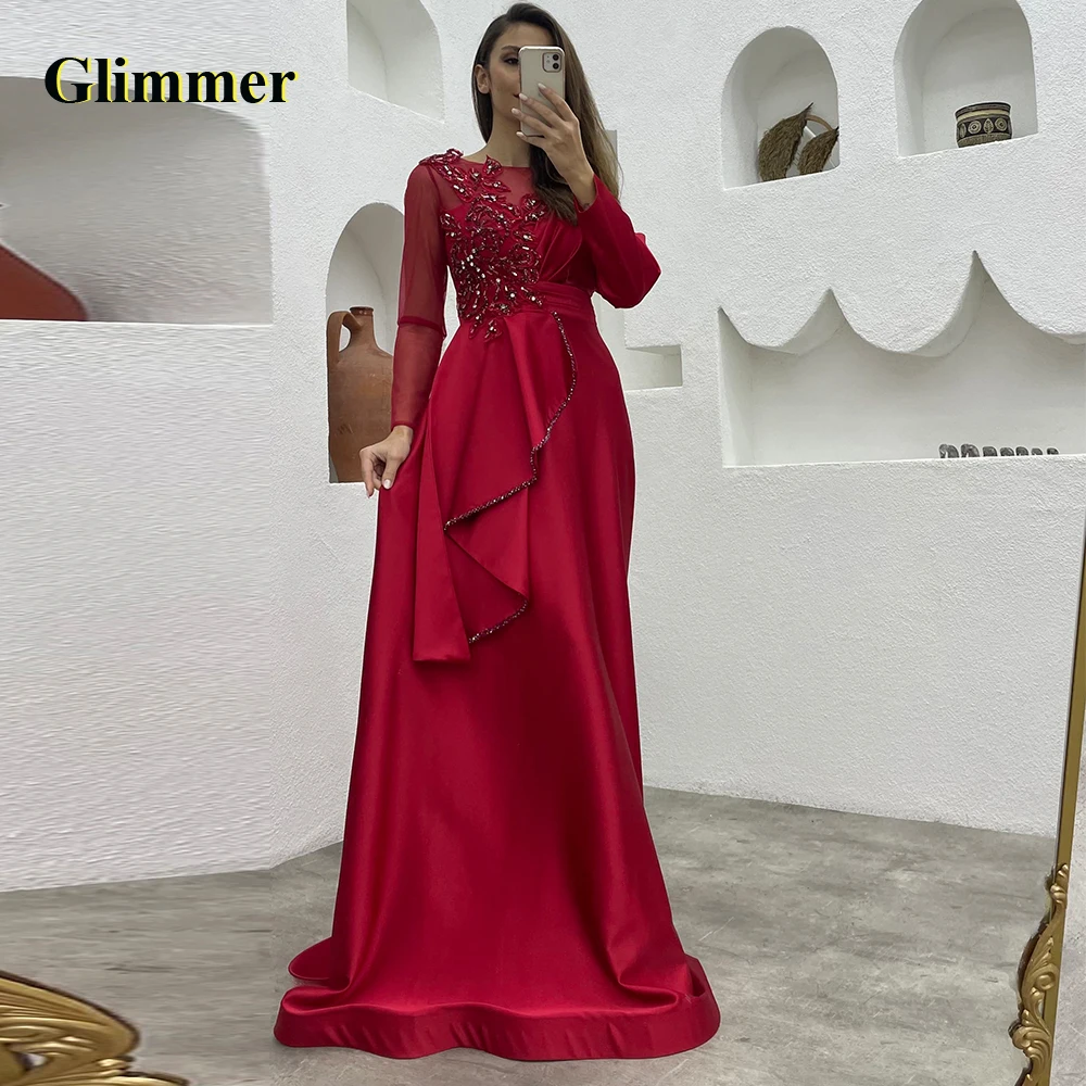 

Glimmer Scoop Fancy Full Sleeve Evening Dresses Formal Prom Gowns Made To Order Quinceanera Vestidos Fiesta Gala Robes De Soiree
