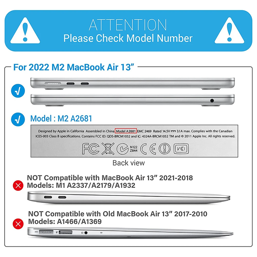 Кристально чистый чехол для ноутбука Macbook Air M2 A2681 2022 13 6 Retina дисплей Touch ID жесткий