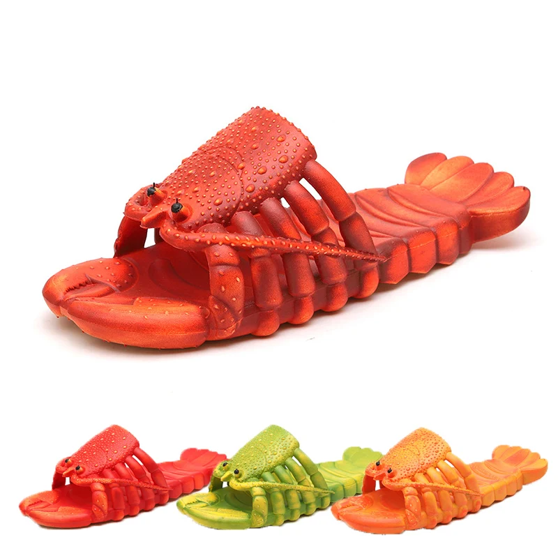 

Lobster Slippers Men 2022 Novely Special Summer Flip Flops Cute Beach Shower Casual Shoes Women Unisex Big Size Soft Home Slides