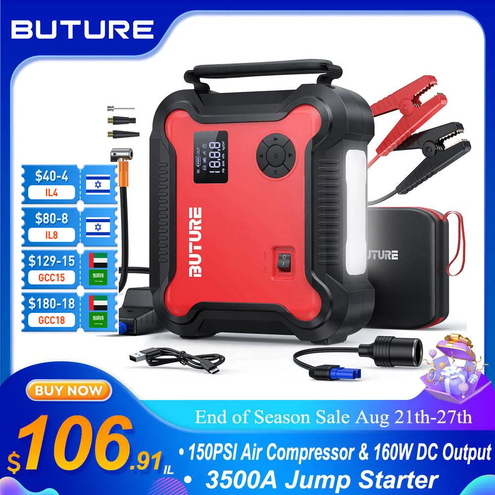 26800mah Power Bank Portable Battery Booster Digital Tire Inflator With 160w Dc Out