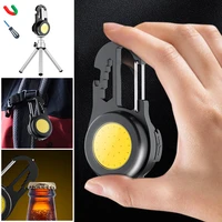 cob outdoor multifunctional floodlight usb rechargeable emergency led torch strong magnetic portable mini work light keychain