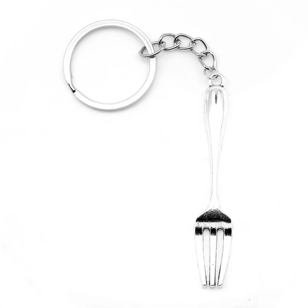 

1pcs Antique Silver Color 12x69mm Fork Keychain Handmade Jewerly Diy