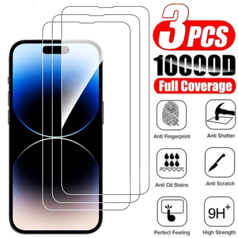 

3Pcs Tempered Glass For iPhone 15 14 13 12 11 Pro Max 12 13 Mini 6s 7 8 Plus Screen Protector For iPhone XS Max X XR SE 14Pro