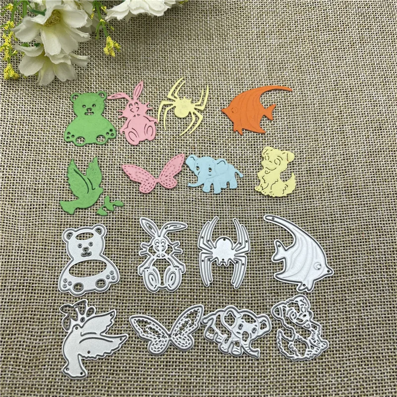 

8pcs/pack animal set Metal Cutting Dies Stencils For DIY Scrapbooking Decorative Embossing Handcraft Template