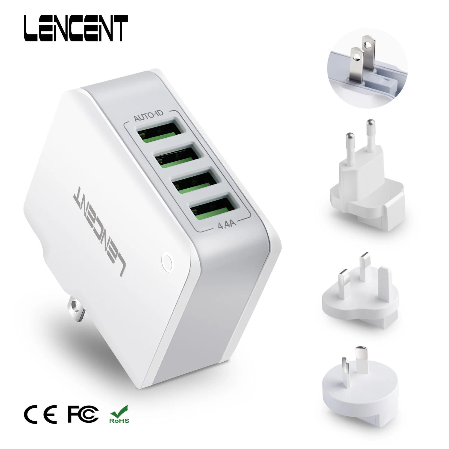LENCENT дорожный адаптер Международный питания с 4 USB портами настенное зарядное