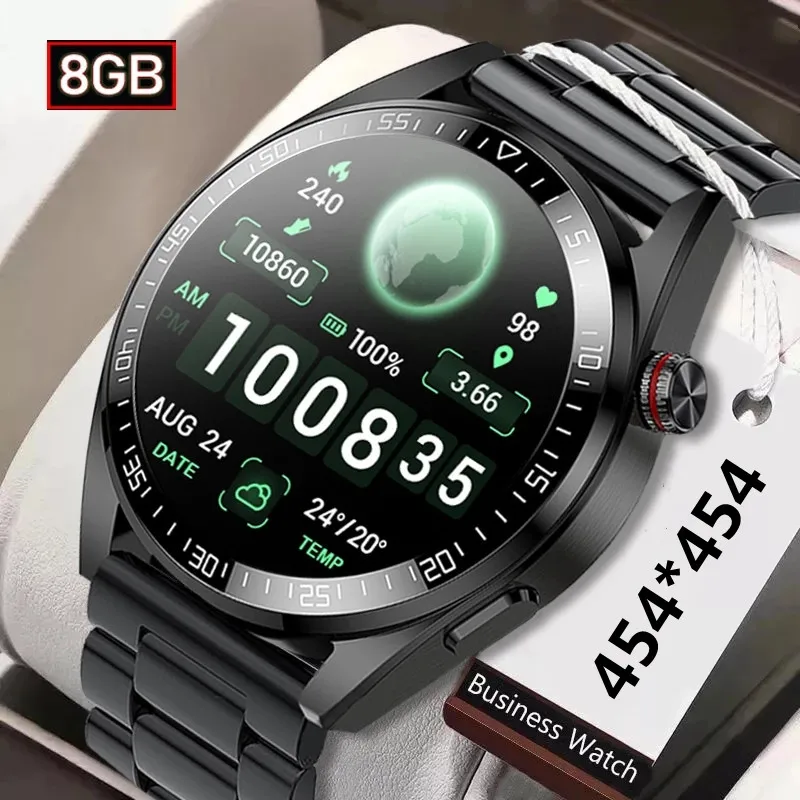 

Новинка 2022, мужские Смарт-часы с Bluetooth и функцией вызова, HD-экран 454*454, часы с возможностью всегда отображения времени, 8 ГБ, Смарт-часы с подде...