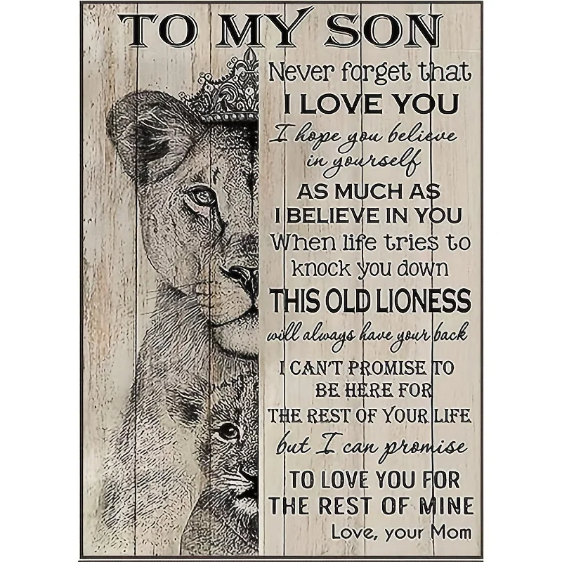 

Metal Tin Signs Metal Sign Lion To My Son Love Your Mom Sign, Print Wall Art, Sign About Family, 8x12 Inches