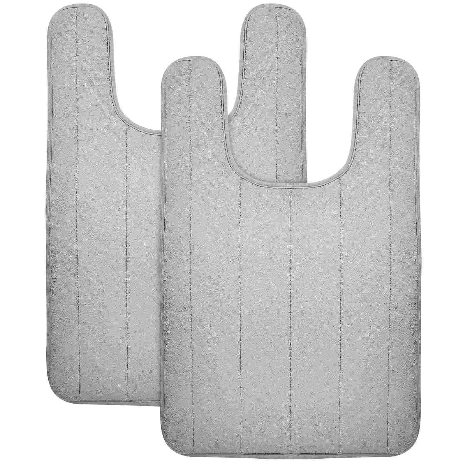 

2Pcs Anti-skid Soft U-Shaped Absorbent Comfortable Toilet Floor Pad Toilet Rug Toilet Mat for Toilet Shower Room