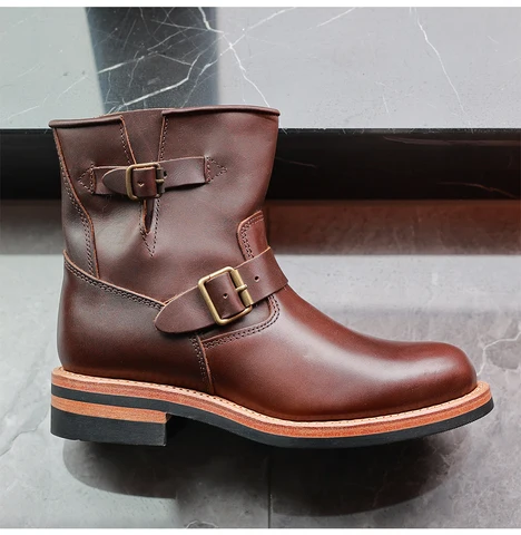 Американские повседневные ботинки инженера, мотоциклетные ботинки, мужские кожаные уличные ботинки, хорошее мастерство